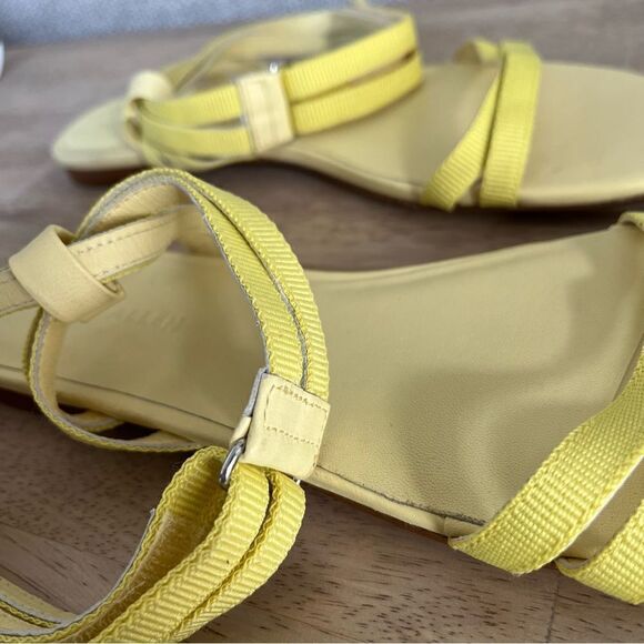 Rebecca Allen, The Flat Strappy Sandals, Velcro ankle strap, Citrine Yellow NWOB - Picture 6 of 6